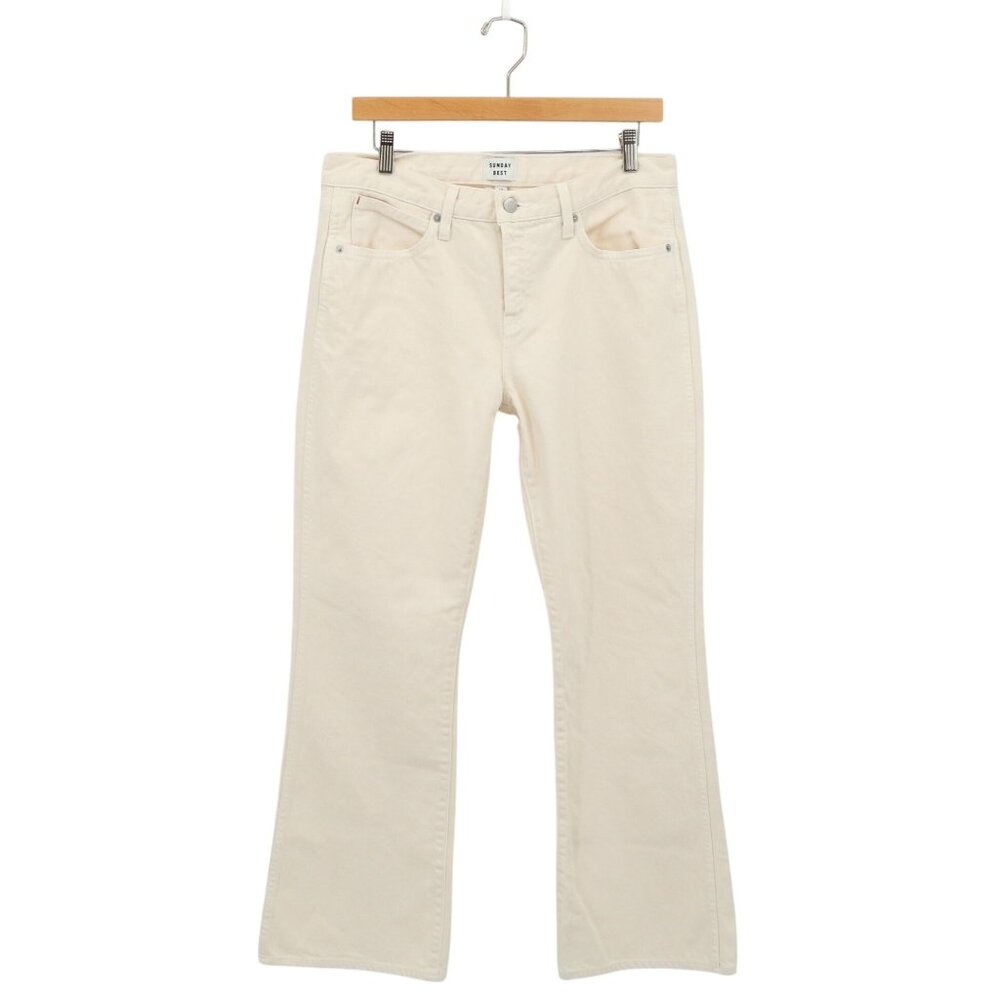 Aritzia Sunday Best High Waisted Ivory Unbleached Wide Leg Jeans 10 - Picture 5 of 10